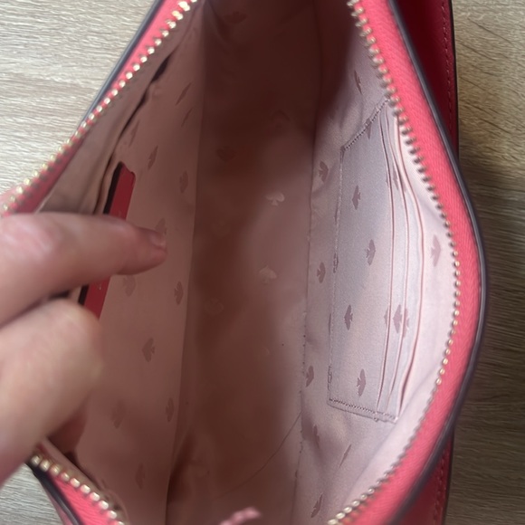 Kate Spade Staci Crossbody Saffiano Half Moon Bag Dark Watermelon Gelato - Picture 4 of 9